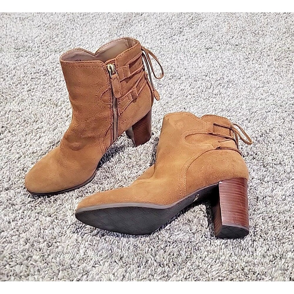 Vionic Ronnie Women's Size 10 Wide Boots Brown Suede, Zip, Heel, EUC